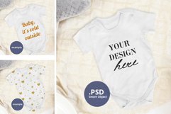 Baby bodysuit Mockup Minimalistic background PSD & JPG Product Image 1