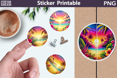 Tropical Beach Sticker | Sea Ocean Summer Sticker Product Image 1