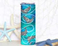 Ocean Whale Skinny Tumbler Wrap, Beach Sublimation Tumbler Product Image 3
