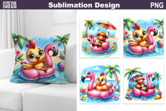 Beach Animals Pillow | Summer Animals Sublimation Product Image 1