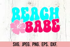 Beach Babe SVG - Retro Summer Vibes - Hawaiian Flower Product Image 4