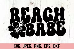 Beach Babe SVG - Retro Summer Shirt SVG - Hawaiian Flower Product Image 4