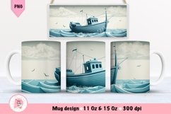 Beach boat Mug Wrap Sublimation Designs, Beach Mug Wrap, Peach Png