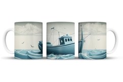 Beach boat Mug Wrap Sublimation Designs, Beach Mug Wrap, Peach Png