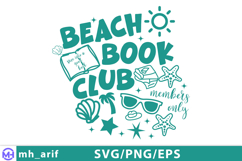 Beach Book Club Summer Doodle Book Lover T-shirt Design Product Image 2
