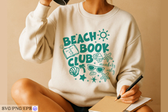 Beach Book Club Summer Doodle Book Lover T-shirt Design Product Image 3