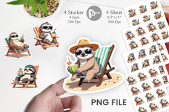 Beach Bum Sloth Sticker Product Image 1