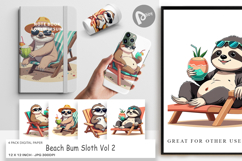 Digital Paper Beach Bum Sloth Product Image 1