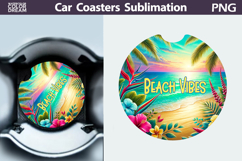 Beach Car Coaster | Tropical Summer Round Car Coaster Product Image 1