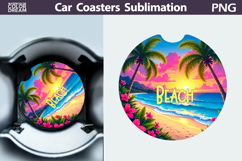 Beach Car Coaster | Tropical Summer Round Car Coaster Product Image 1