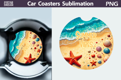 Beach Car Coaster | Tropical Summer Round Car Coaster Product Image 1