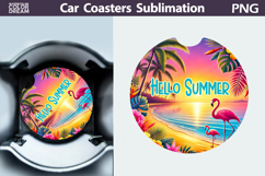 Beach Car Coaster | Tropical Summer Round Car Coaster Product Image 1