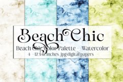 Nautical Hues Papers, Beach Chic Watercolor Backgrounds Product Image 1