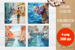 Beach Coaster, Square Coaster, Beach Sublimation, Summer Product Image 1