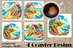 Beach Coaster Sublimation. Sea Coaster Design Product Image 1