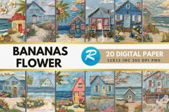 Beach Cottage Embroidered Digital Paper Bundle Product Image 1