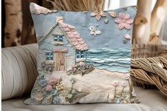 Beach Cottage Embroidered Digital Paper Bundle Product Image 2