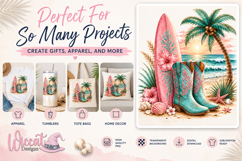 Beach Cowgirl Boots PNG, Surfboard Western Sublimation Product Image 3