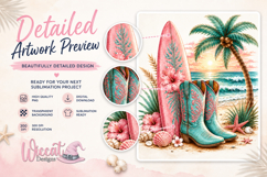 Beach Cowgirl Boots PNG, Surfboard Western Sublimation Product Image 4