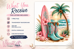 Beach Cowgirl Boots PNG, Surfboard Western Sublimation Product Image 5