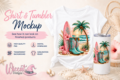 Beach Cowgirl Boots PNG, Surfboard Western Sublimation Product Image 2