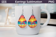 Beach Teardrop Earrings | Flamingo Sea Earrings Product Image 1