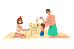 ocean beach family sandcastle vector Product Image 1