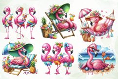 Beach Flamingo Bird Sublimation Clipart Product Image 2
