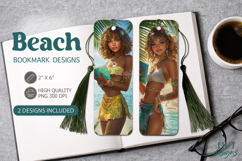 Tropical Beach Girl Bookmark summer ocean bookmark Product Image 1