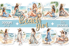 Beach Girl Stickers 10x Designs Transparent PNGs Product Image 1