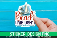 Beach Hair Don't Care Stickers PNG Product Image 1