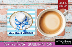 Beach Hat Nautical Square Coaster Sea Quotes Coaster PNG Product Image 1