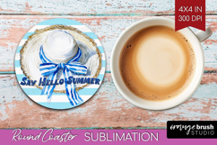 Beach Hat Nautical Round Coaster Sea Quotes Coaster PNG Product Image 1