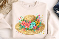 beach hat png, summer clipart, floral hat, watercolor png, tropical design, beach vacation, summer sublimation, fashion clipart, vacation png, coastal art