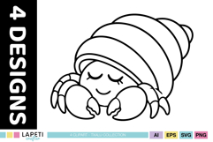 Cute waving crab SVG digital stamp for Cricut and handmade cardmaking