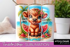 Beach Tumbler Wrap - Highland Cow Summer Tumbler Sublimation Product Image 1