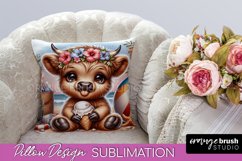 Highland Cow Pillow Cover - Beach Pillow Case Sublimation Product Image 1