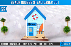 Beach Houses Stand Laser Cut | Summer Design | Sea and Ocean Product Image 1