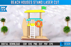 Beach Houses Stand Laser Cut | Summer Design | Sea and Ocean Product Image 1