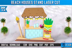 Beach Houses Stand Laser Cut | Summer Design | Sea and Ocean Product Image 1