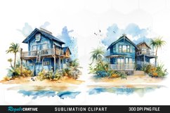 Watercolor Beach Houses Design Clipart Product Image 1