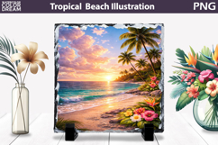Tropical Palm Beach Sunset Slate | Coastal Sublimation Product Image 1