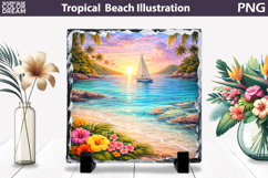 Tropical Sailboat Sunset Bay Slate | Ocean Sublimation Product Image 1