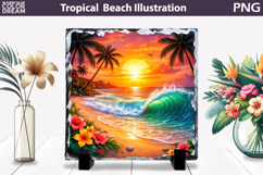 Tropical Sunset Wave Beach Slate | Ocean Sublimation Product Image 1