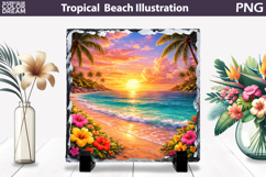 Tropical Sunset Beach Paradise Slate | Ocean Sublimation Product Image 1