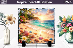 Seashell Tropical Beach Sunset Slate | Ocean Sublimation Product Image 1