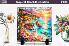 Tropical Ocean Villa Sunset Slate | Beach Sublimation Product Image 1