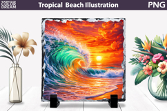 Sunset Surf Wave Slate | Tropical Ocean Sublimation Product Image 1
