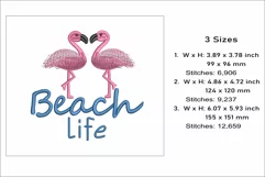 Flamingo embroidery design, beach life and summer vibes Product Image 2