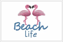 Flamingo embroidery design, beach life and summer vibes Product Image 1